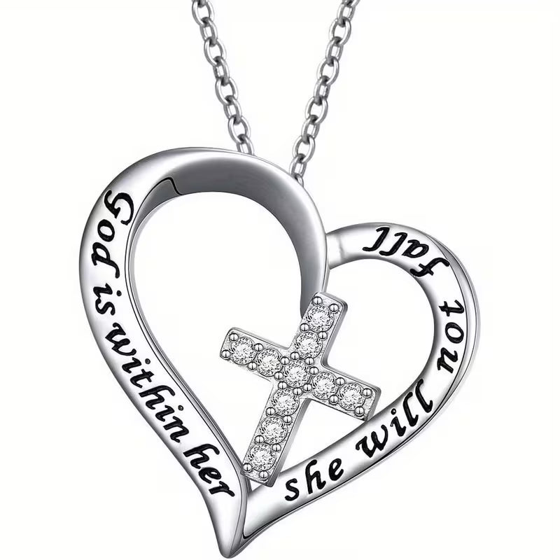 Blessed Assurance Heart Cross Necklace
