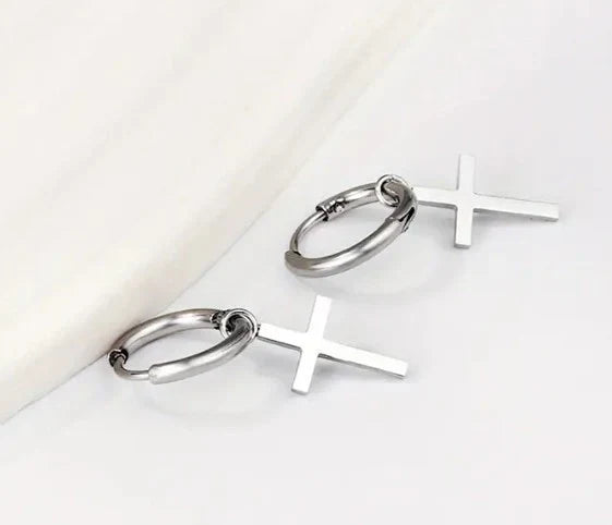 Anchored in Faith Cross Earrings (Silver & Gold)