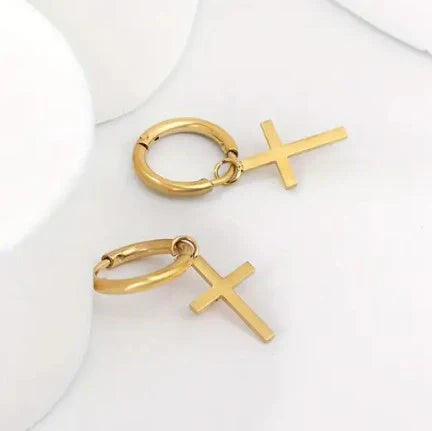 Anchored in Faith Cross Earrings (Silver & Gold)