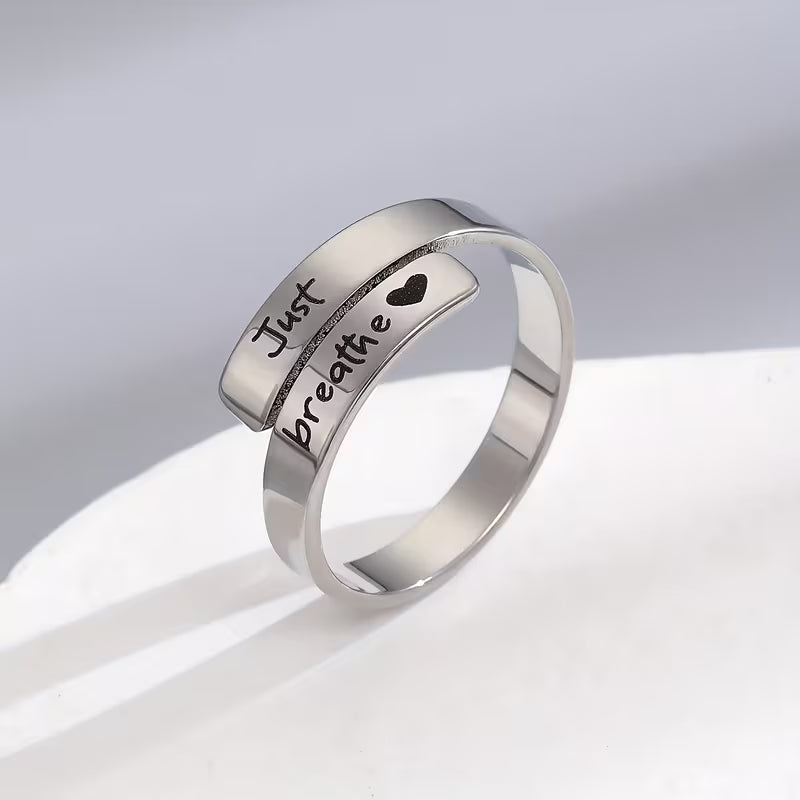 Just Breathe Adjustable Ring | Stainless Steel