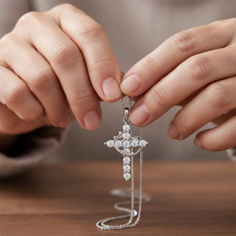 Crowned in Faith, Forged in Silver - Worn by the Strong - (S925 Sterling Silver)