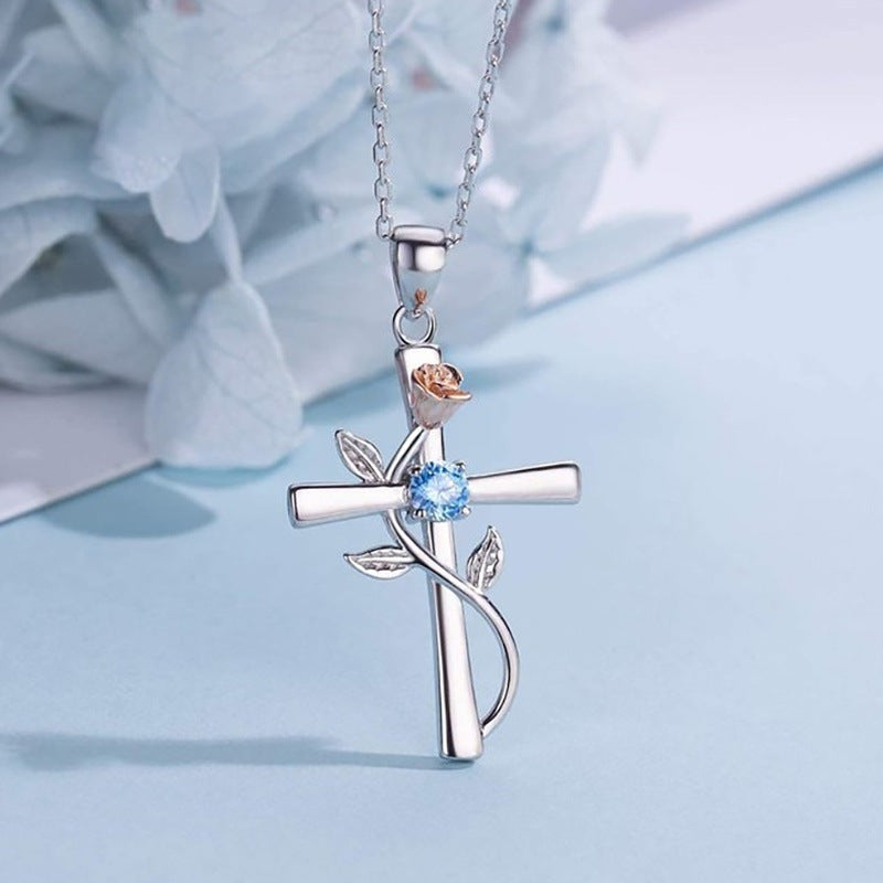 Faithful Promise Aquamarine Stainless Steel Necklace