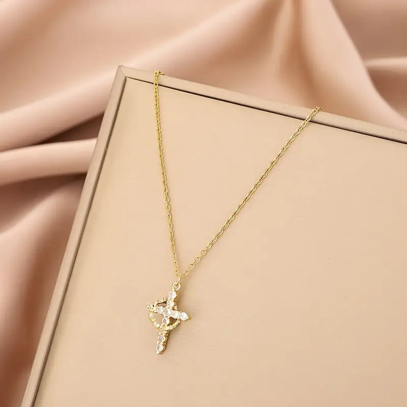 Crowned in Faith Cross Necklace Stainless Steel