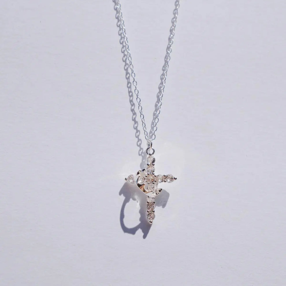 Crowned in Faith Cross Necklace Stainless Steel